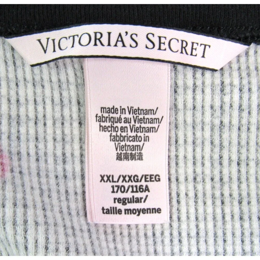 Victoria’s Secret Thermal Waffle Pajama Top Houndstooth Heart Stretch Size XXL